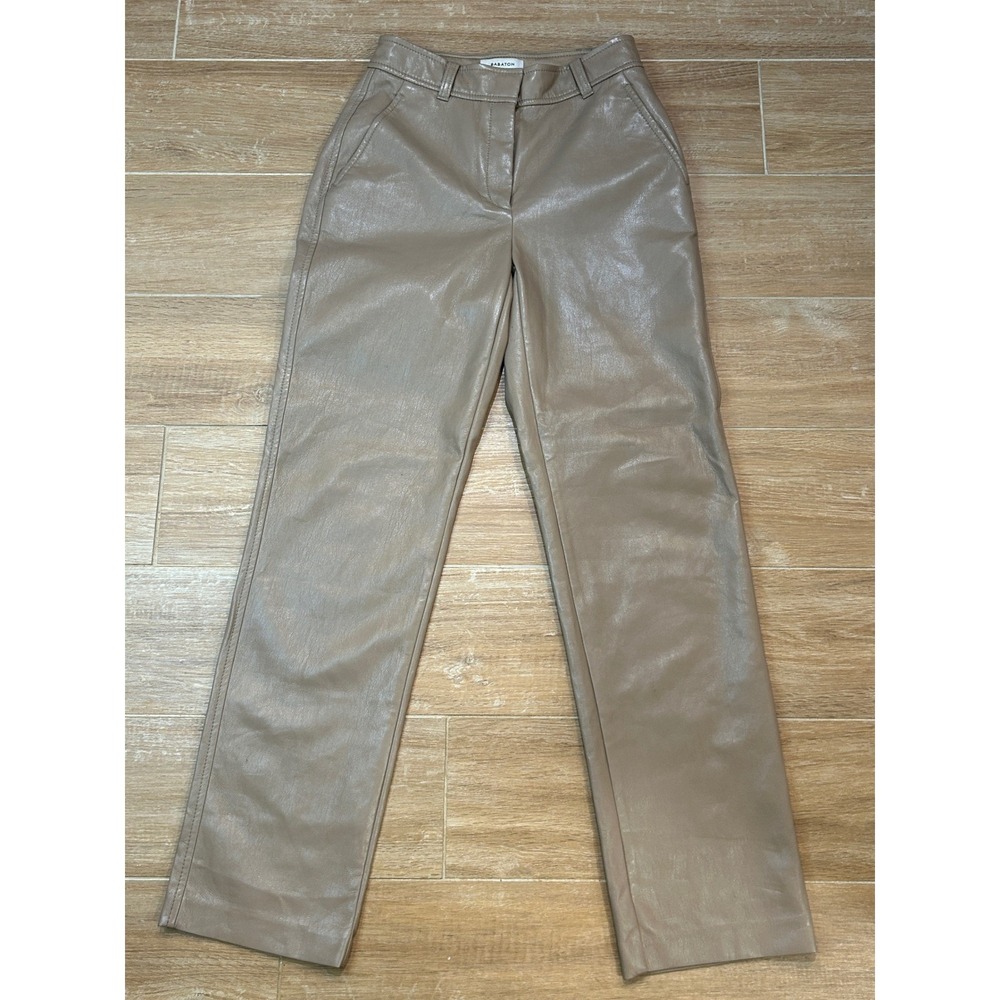 Babaton Vegan‎ Leather Pants Size 0 Taupe Faux Leather Trousers